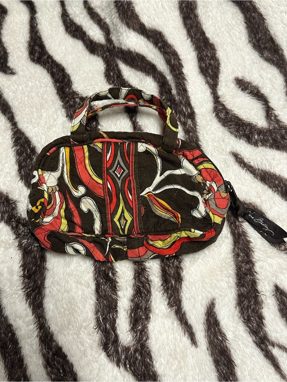 Vera Bradley Brown Multicolor Quilted Cosmetic Wristlet